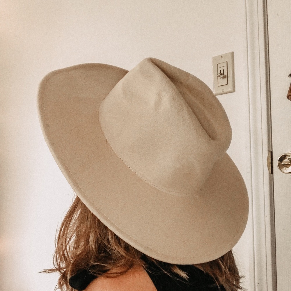 Cream hard brim hat